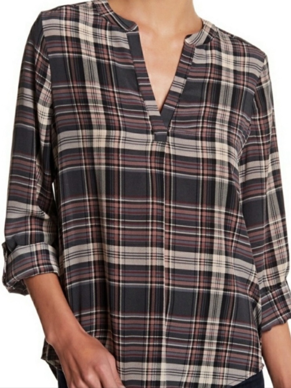 Joie Silk Plaid Shirt
